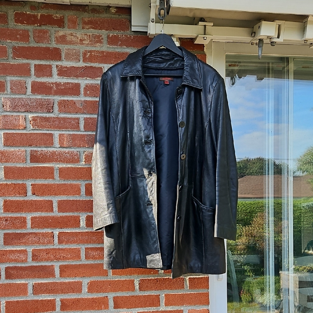 Danier Black Leather Trench Coat